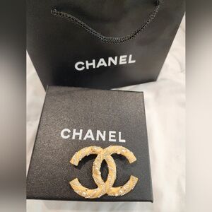 Authentic CHANEL Brooch With Box And Bag